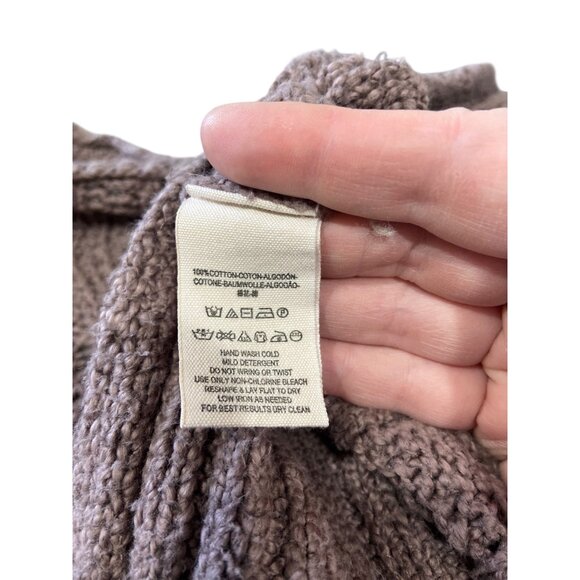 Free People Easy Cable V Neck Sweater Mocha Size L Boho Oversized Winter Neutral - Picture 4 of 14